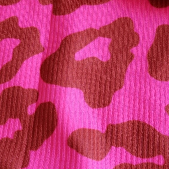 SPORLIKE Ruffle High Waist Swimsuit Hot Pink & Leopard Bikini Set Size XL - Picture 3 of 11